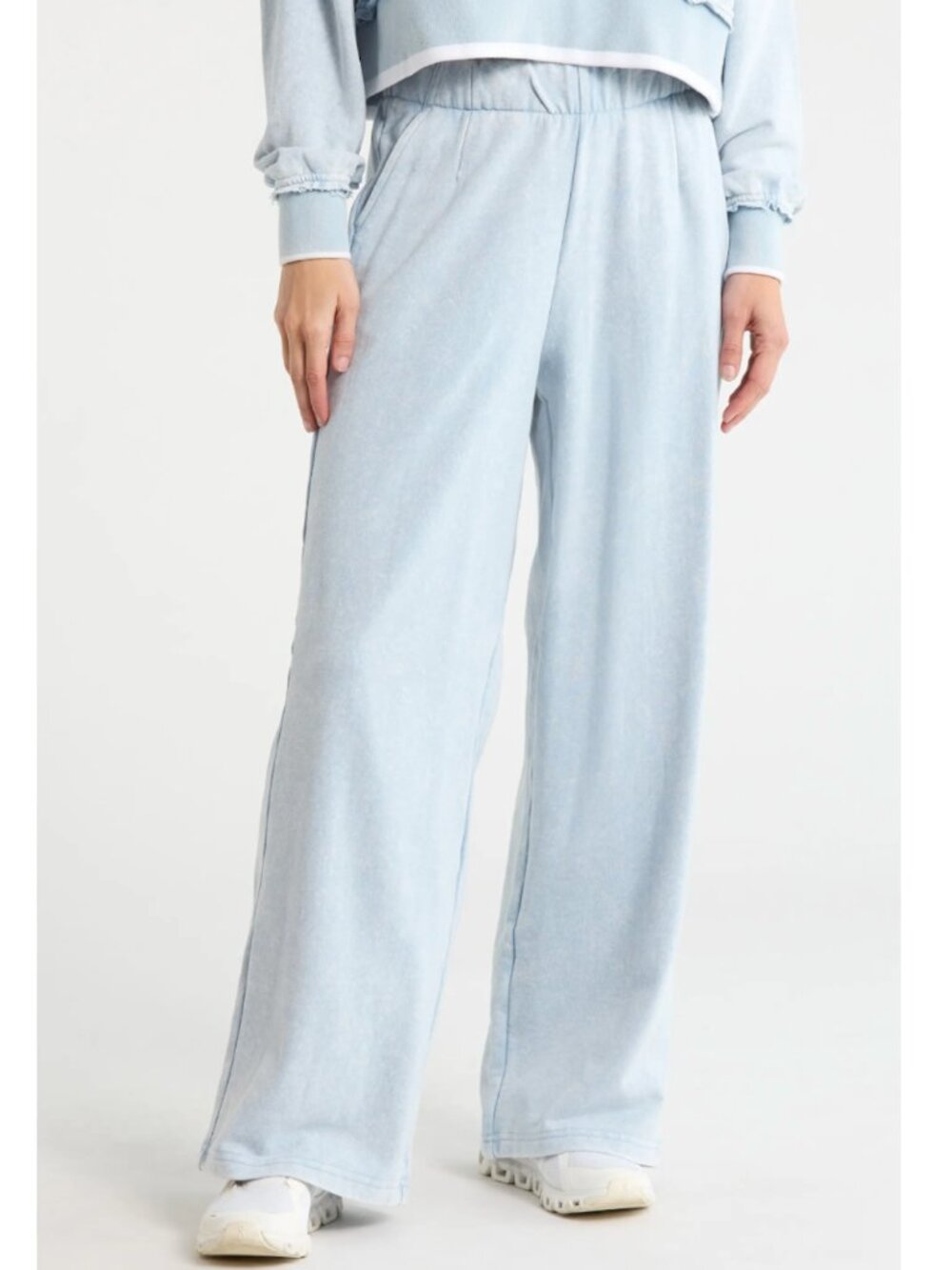 Yogalicious Light Blue Cotton Blend Terry Vintage Sweatpants Size M